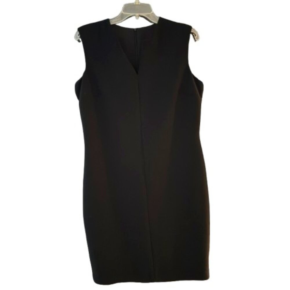S C BASICS V Neck Black Sleeveless Fully Lined Zip Back Pencil Dress Ladies 12